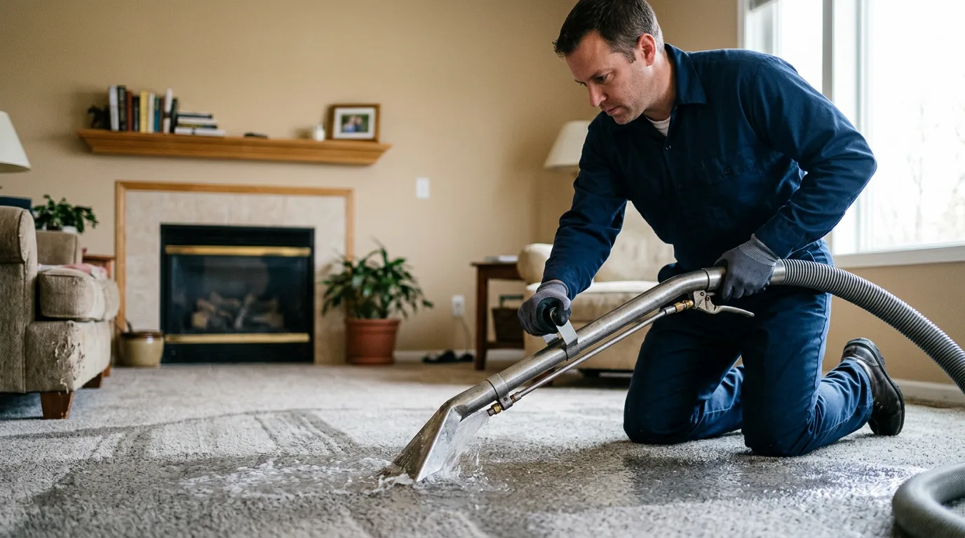 Water damage restoration technician working near Milwaukee, WI